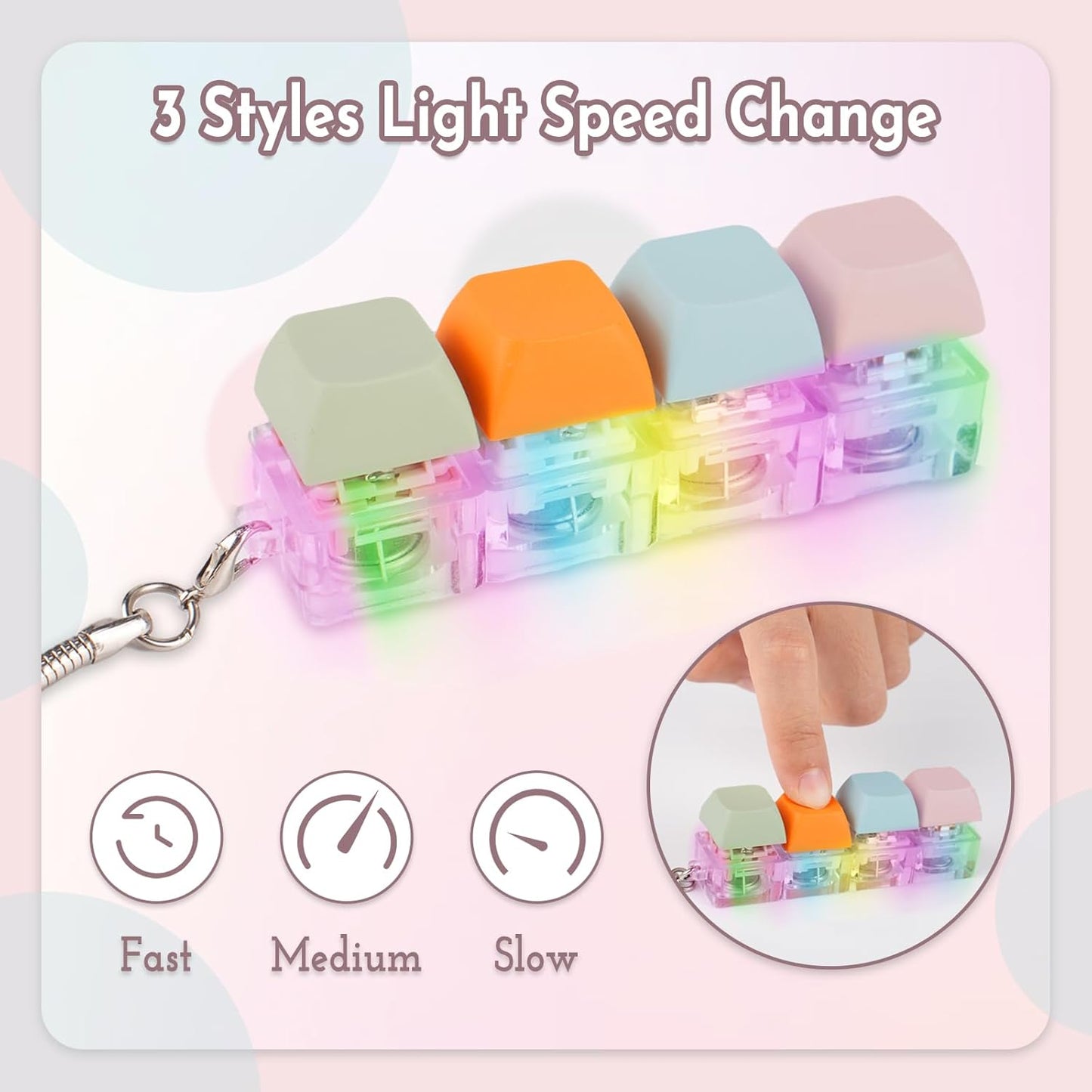 Byhoo Keyboard Fidget, 3 Types of Touch Fidget Keyboard, 3 Speed Colored Lights Keyboard Fidget Toy, Linear Keyboard Fidget Clicker, Keyboard Clicker Fidget to Relieve Stress