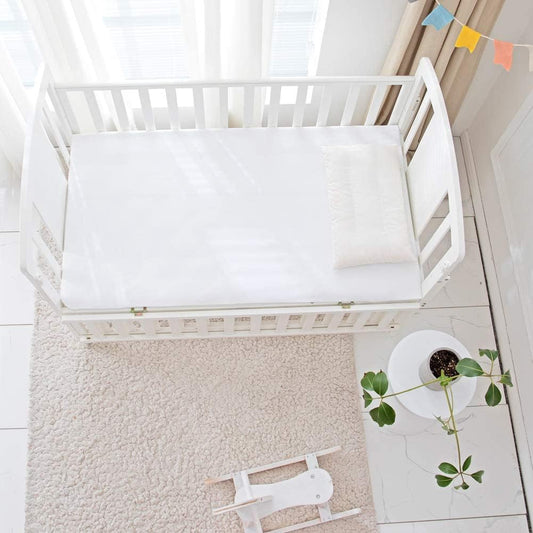 Flannel Crib Protector Pad，100％ Waterproof Mattress Protector Pad, One Size, 27" X 50" White