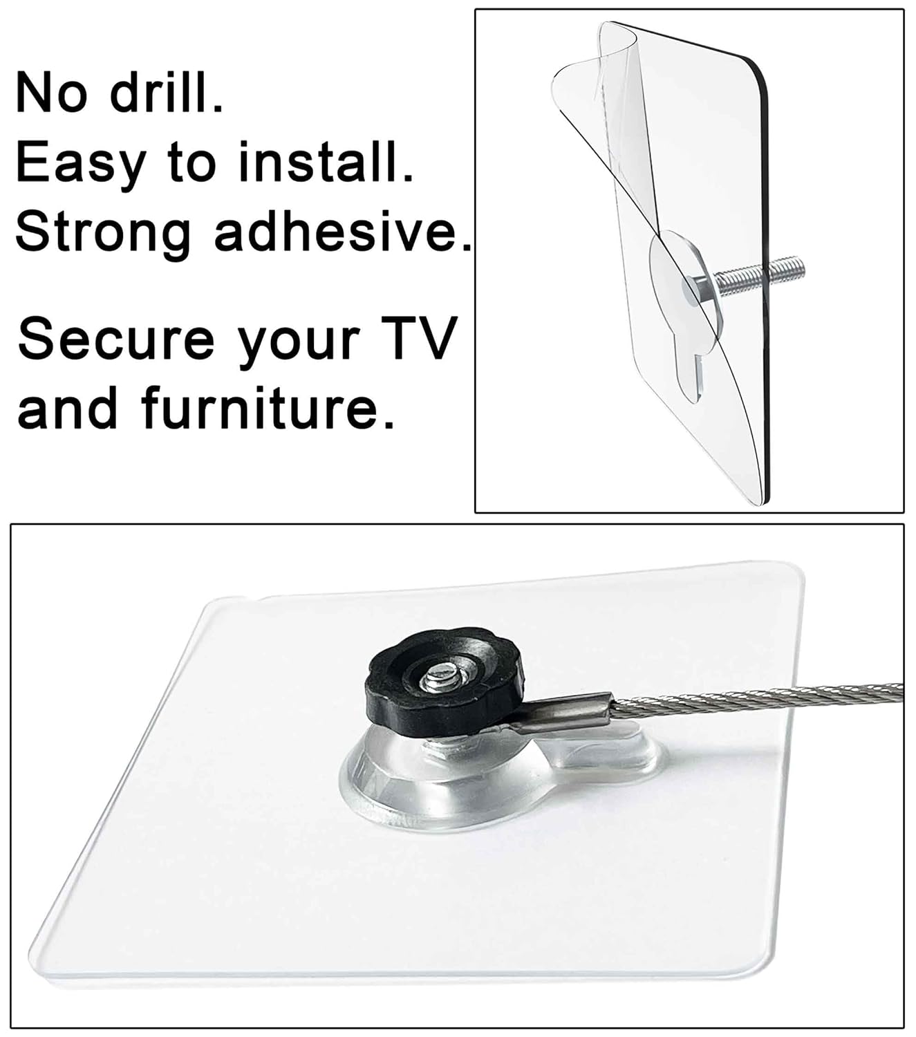 10 inches Stainless Steel Furniture Straps for Baby Proofing, No-Drill Furniture Anchors Earthquake Straps, Prevent Falling and Anti Tip TV Safety Straps, 6 Pcs