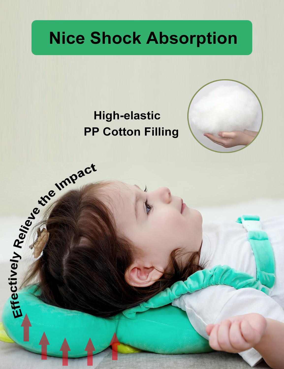 JunNeng Toddler Baby Head Protector Backpack for Toddler Walker with Knee Pads&Anti-Slip Socks, Dinosaur Green