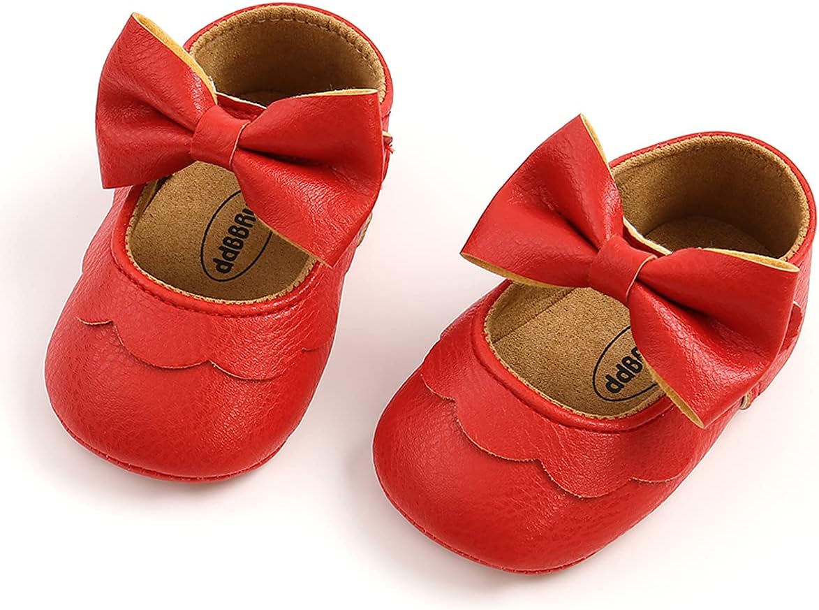 Baby Shoes Mary Jane Flats Non Slip Soft Sole Infant Toddler Sneakers First Walkers Party Christmas Dress Shoes