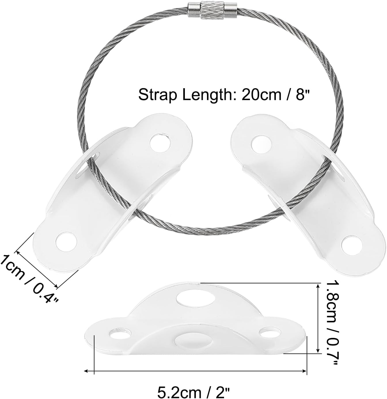 MECCANIXITY Furniture Anchors, 8 Inch Anti Tip Furniture Anchors Stainless Steel Furniture Securing Wall Anchors for Earthquake Straps Home Safety, White 6 Sets