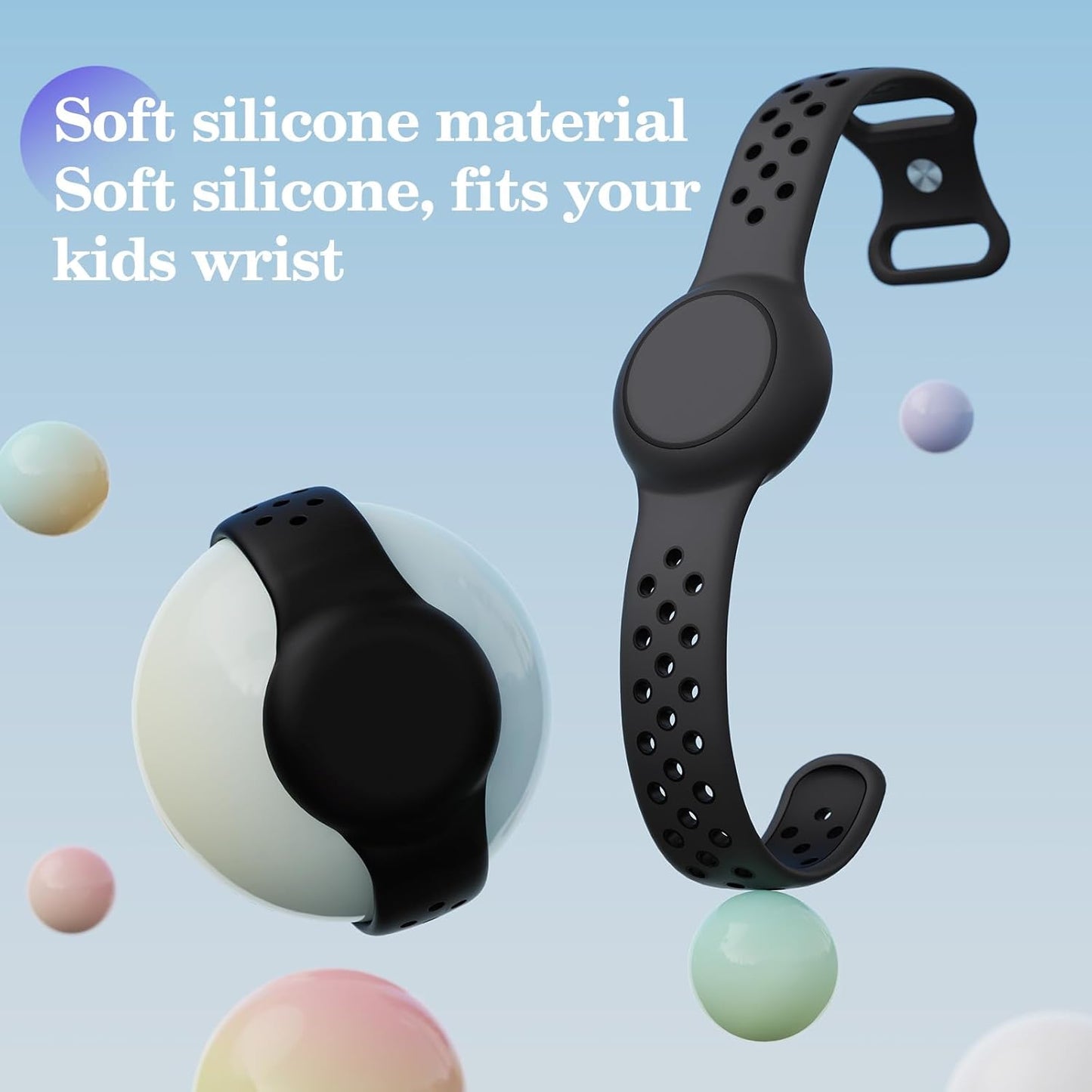 Waterproof Bracelets Compatible with AirTag for Kids, 2 Packs Silicone Holder with Hidden Cover Design Wristband Compatible with AirTag for Child, Breathable GPS Tracker Holder for Kids BDGB