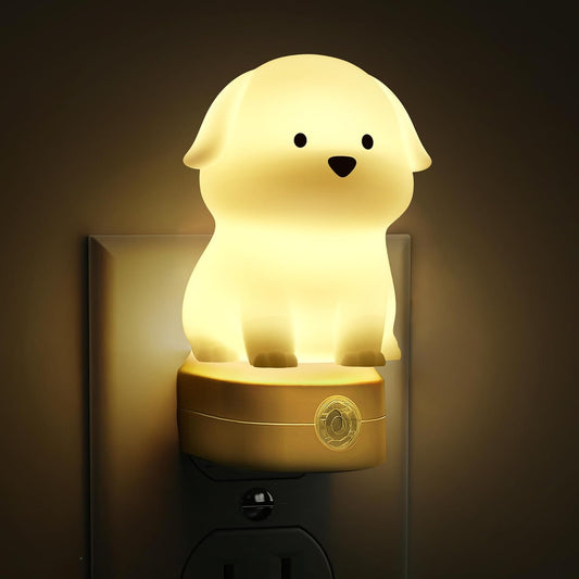 L LOHAS LED Plug in Night Light for Kids, 3D Cute Puppy Night Lights with Dusk to Dawn Sensor, RGB+Soft White 3000K Dog Night Light, Christmas Birthday Gift Nightlight for Kids, Room Decor