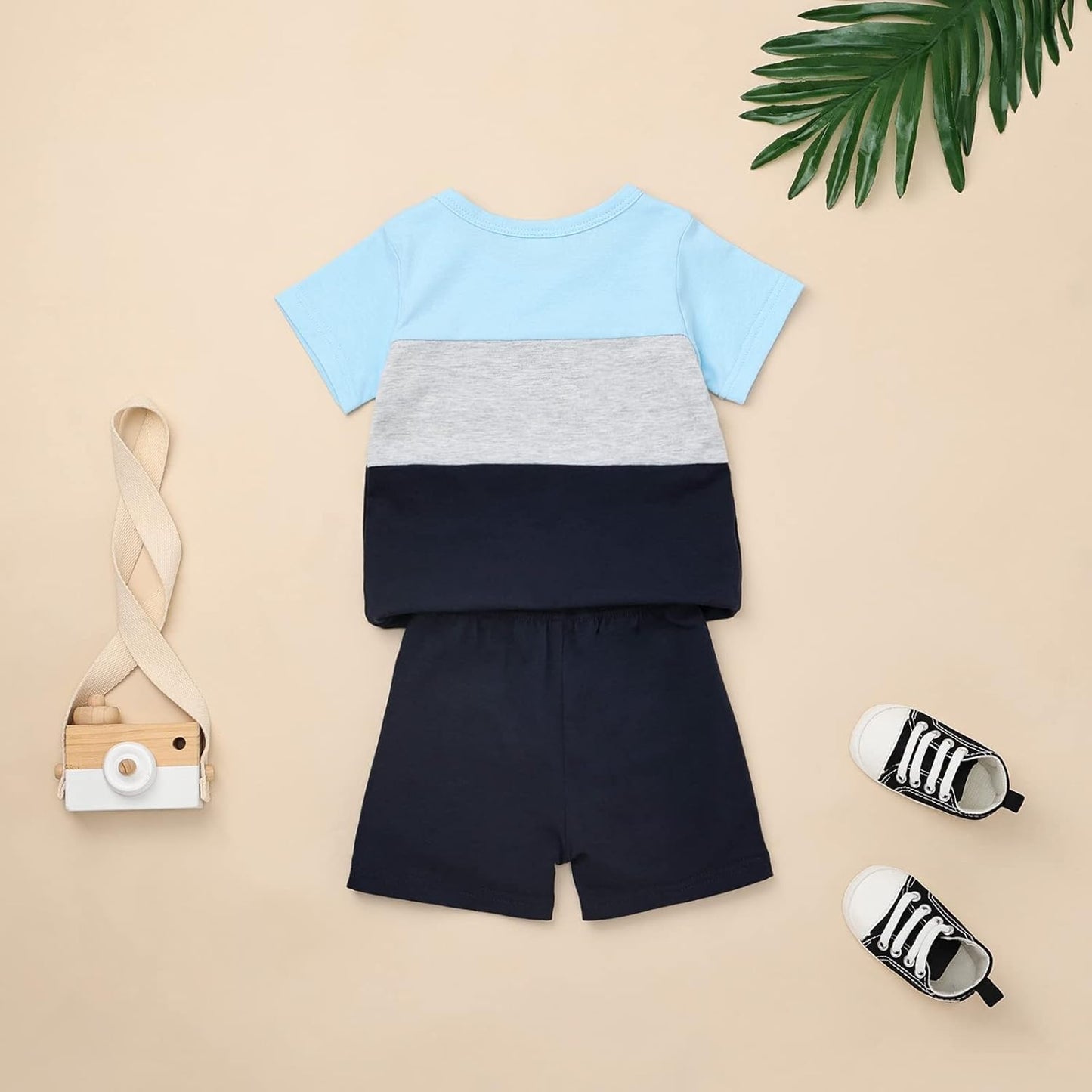 Baby Boy Clothes Toddler Boy Summer Outfits Short Sleeve Patchwork Top T-shirt & Pocket Pant Set 2 Piece 12 Months-4T