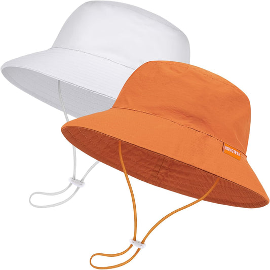 Baby Sun Hat Kids Summer UPF 50+ Toddler Bucket Hat Wide Brim Adjustable Beach Hats for Boys Girls Age 0-6 Years
