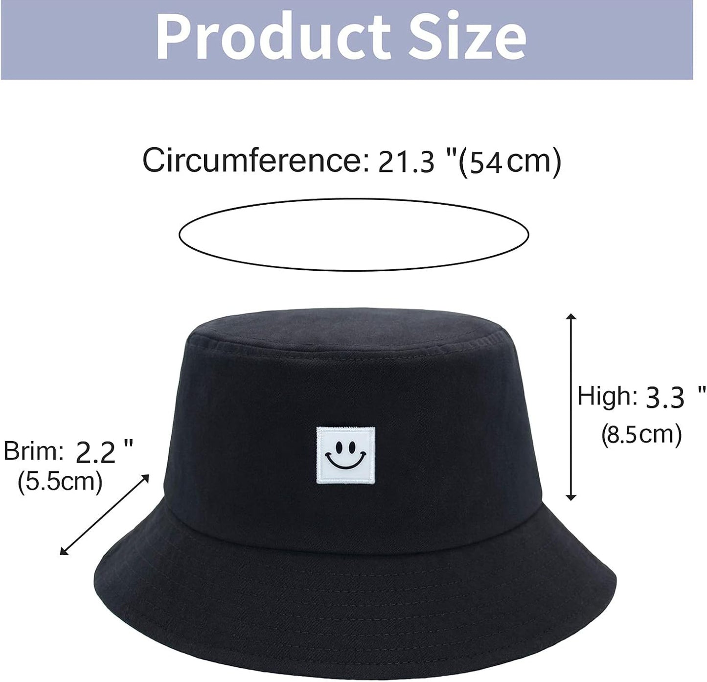 Kids Sun Hat Smile Face Bucket Hat for Girls Boys Summer Sun Protection Cotton Unisex Beach Cap