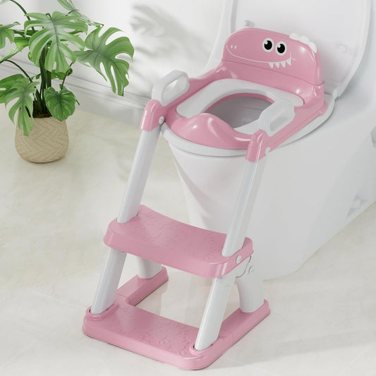 Potty Training Seat, Toddler Toilet Seat for Kids Boys Girls, 2 in 1 Potty Training Toilet for Kids, Splash Guard Anti-Slip Pad Step Stool, Adjust High Potty Chair for Toddler Kid Boys Girls