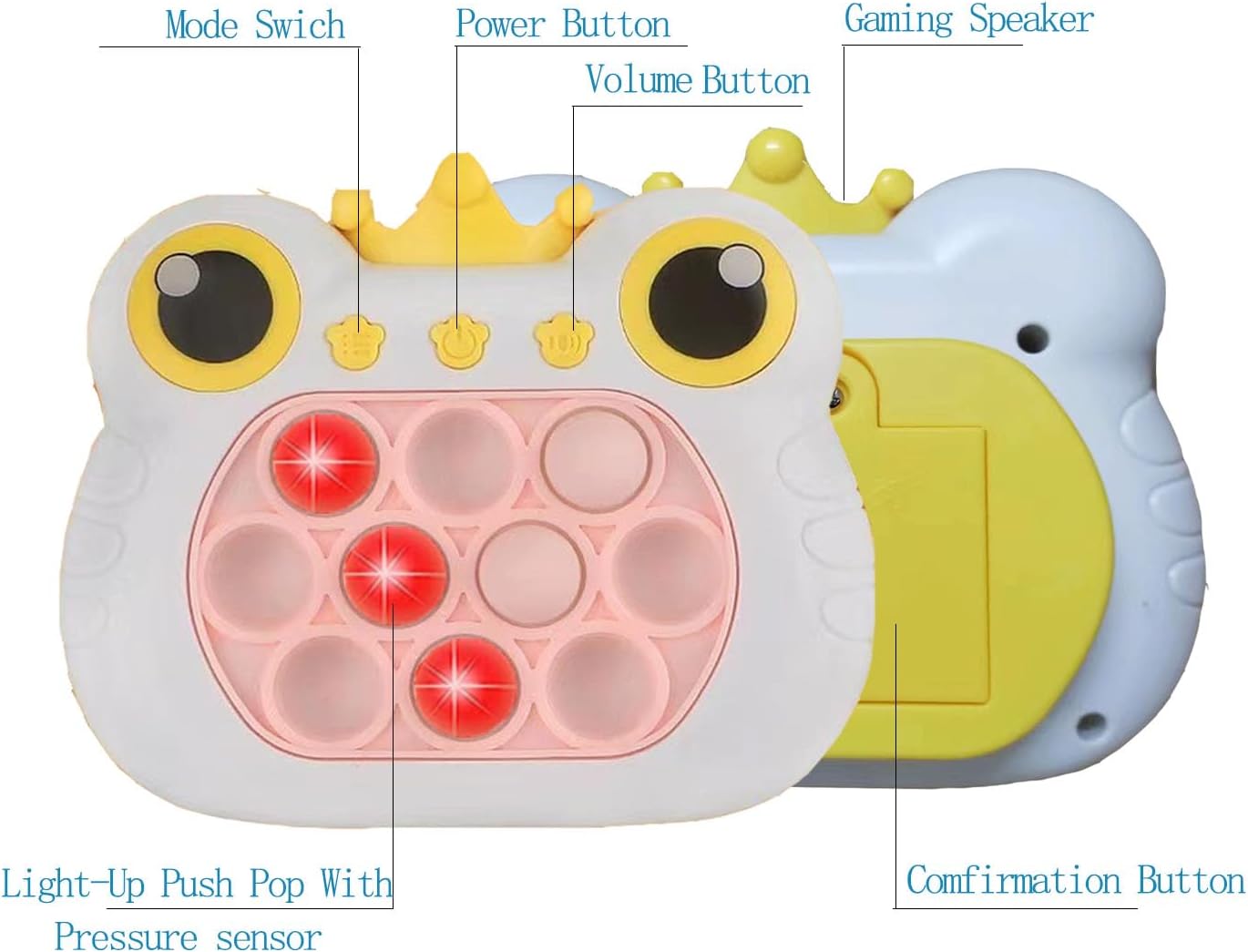 Pop It Fidget Toys Fast Push Game Handheld Game Puzzle Game for Kids 3-12 Birthday Gifts ，Sensory Fidget Toys for Kids and Adult（White）