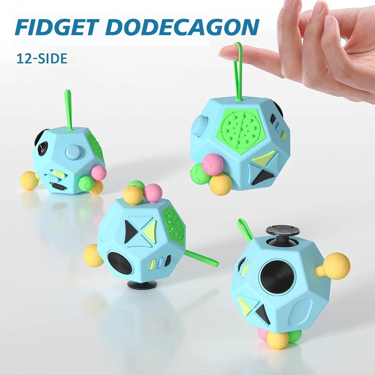 Fidget Dodecagon –12-Side Fidget Toys Cube Relieves Stress and Anxiety Anti Depression Cube for Children and Adults with ADHD ADD OCD Autism (B3 Blue Sky)