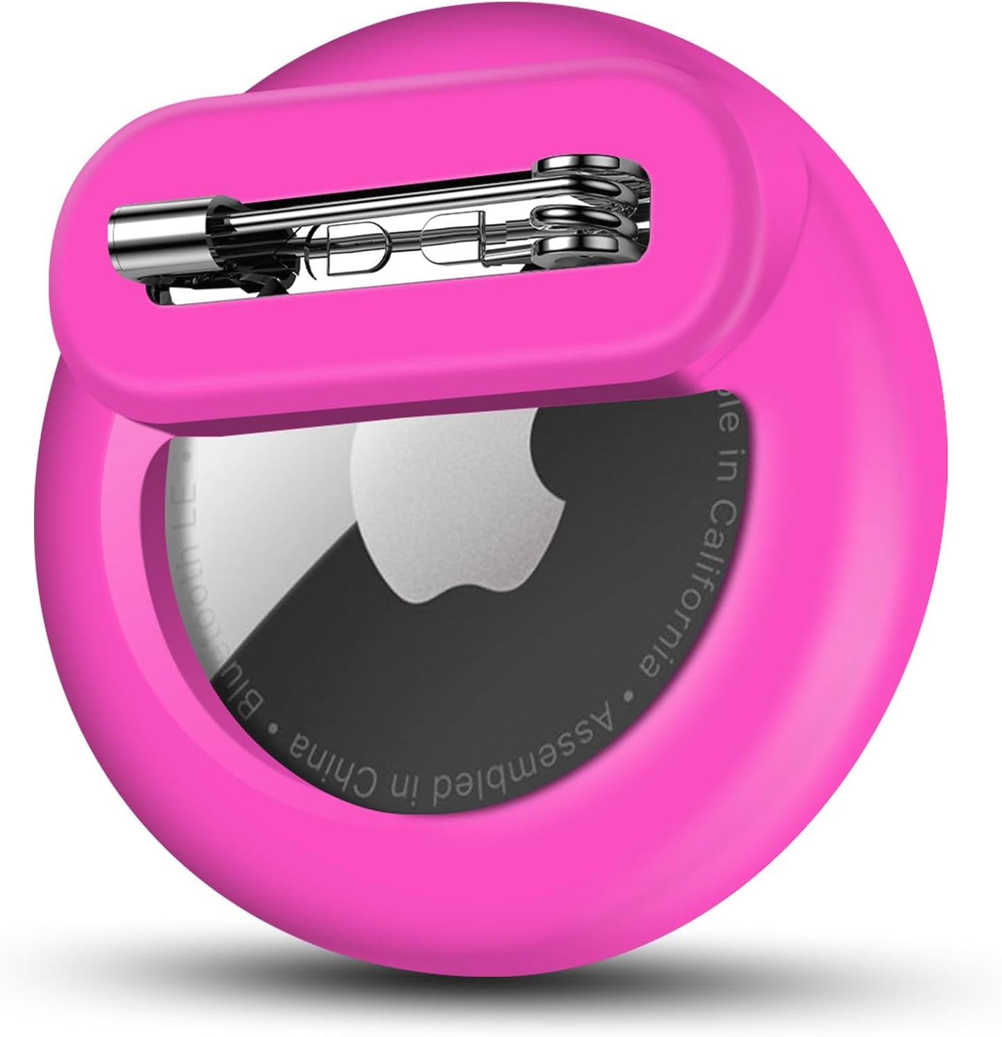 Tracker Holder for AirTag with Pin, Safe Hidden Lightweight GPS Tracker for Kids Compatible with Apple Air Tags for Child, Elderly, Pets Collar, Shoes (Hot Pink, 1 Pack)