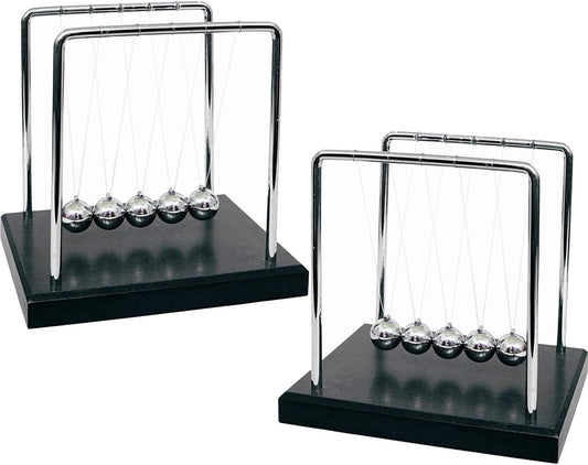 PowerTRC 2 Pack Newtons Cradle Balance Balls 7 1/4" | Science Physics Gadget | Desk Toys & Accessories