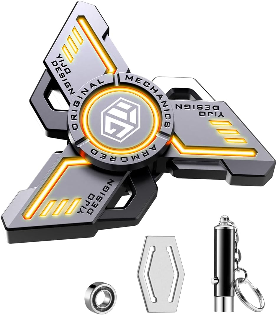 INNÔPLUS Fidget Spinner, Fidget Spinners Cool, Fidget Spinners for Kids, Stress Anxiety ADHD Relief Figets Toy, Fidget Light Up Spinner, Metal Finger Hand Spinner Toy with Luminous Light (Orange)