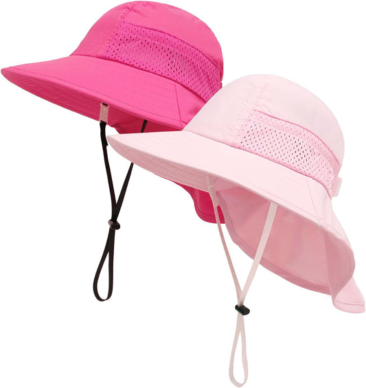 XIAOHAWANG Girls Sun Hat Baby Beach Hats Boys UPF 50+ Kids Summer Protection Cap Toddler Breathable Caps Wide Brim Neck Flap