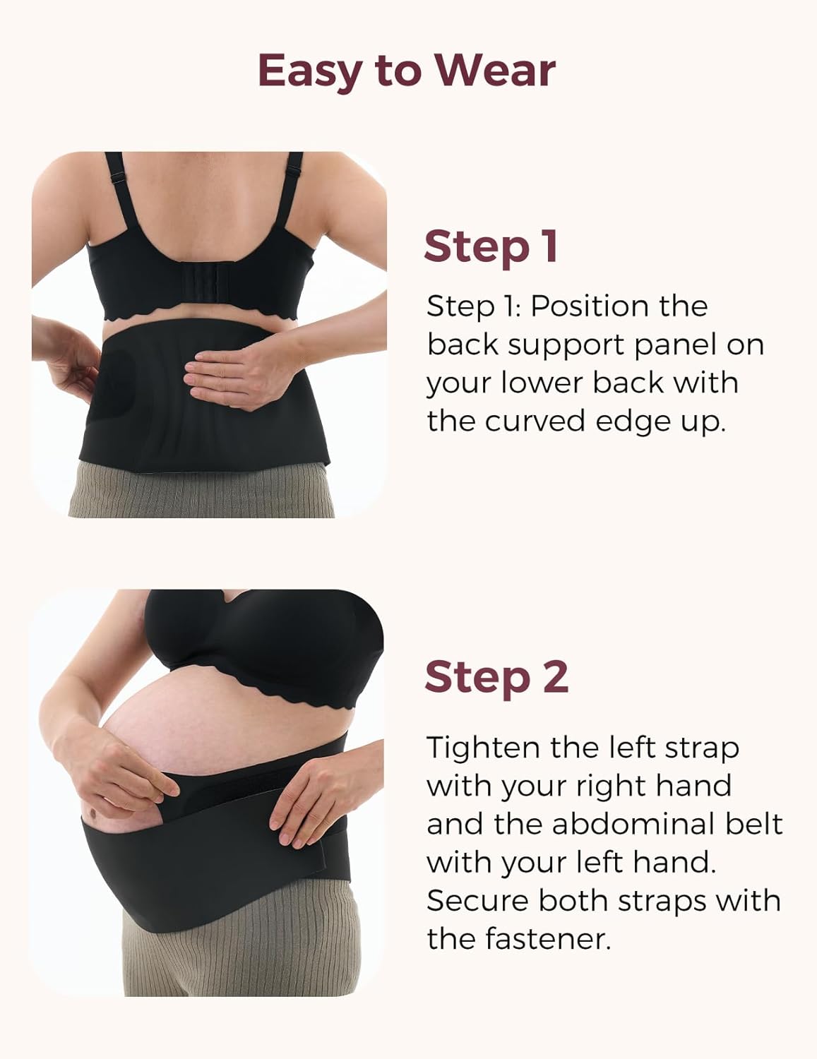 Momcozy Belly Bands for Pregnant Women, One-Piece & Portable Pregnancy Belly Band with Ergonest Back Support & Breathable Fabric – Adjustable Maternity Belt for Small/Round/High-Carrying Belly