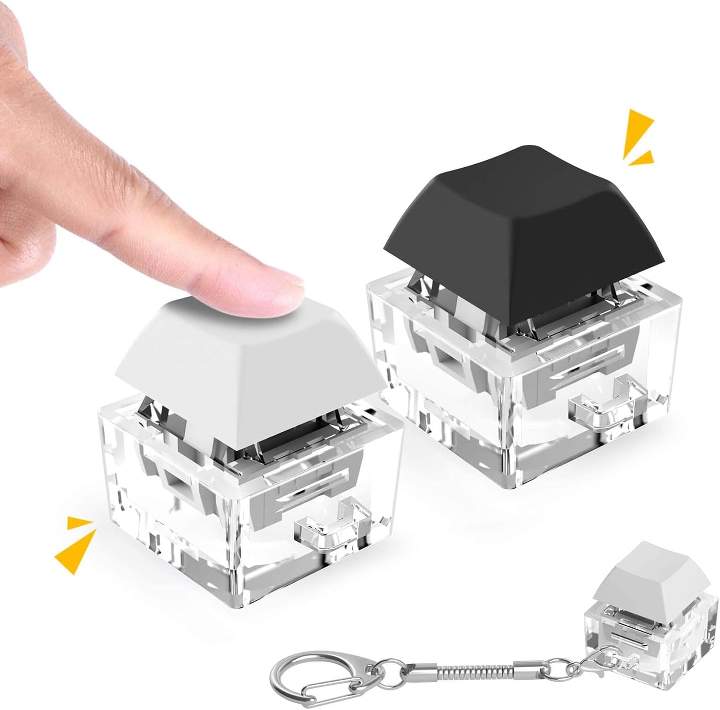 Keyboard Fidget Toys, Keyboard Fidget Keychain Keyboard Decompression Toys Keyboard Fidget Toy Button Stress Relief Gifts for Adult and Kids,Finger Clicker Toys,ADHD Toy,Cool Fidgets(White and Black)