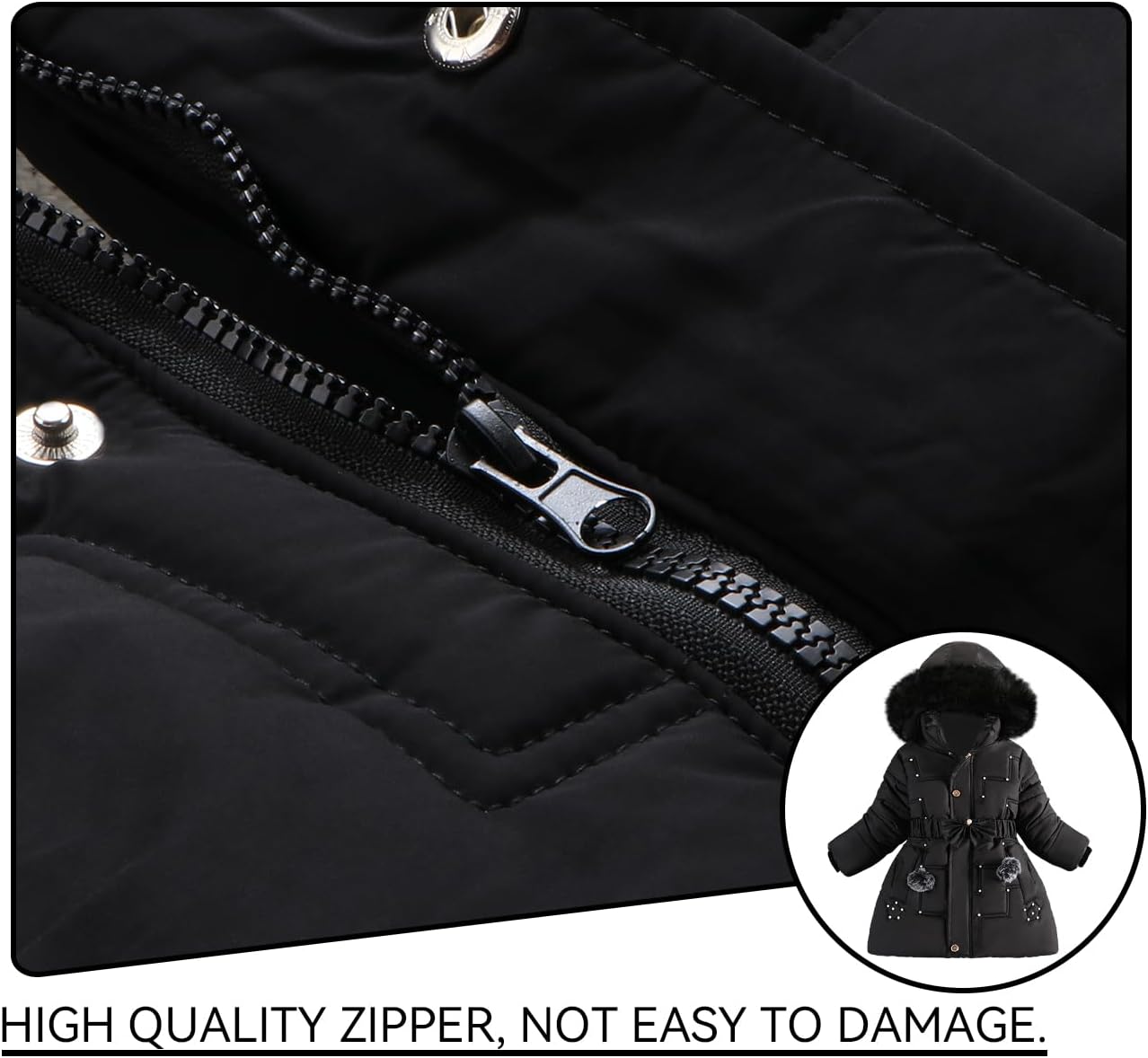 Girls Winter Dress Coats Faux Fur Hooded Fleece Jackets Waterproof Parka Outwear