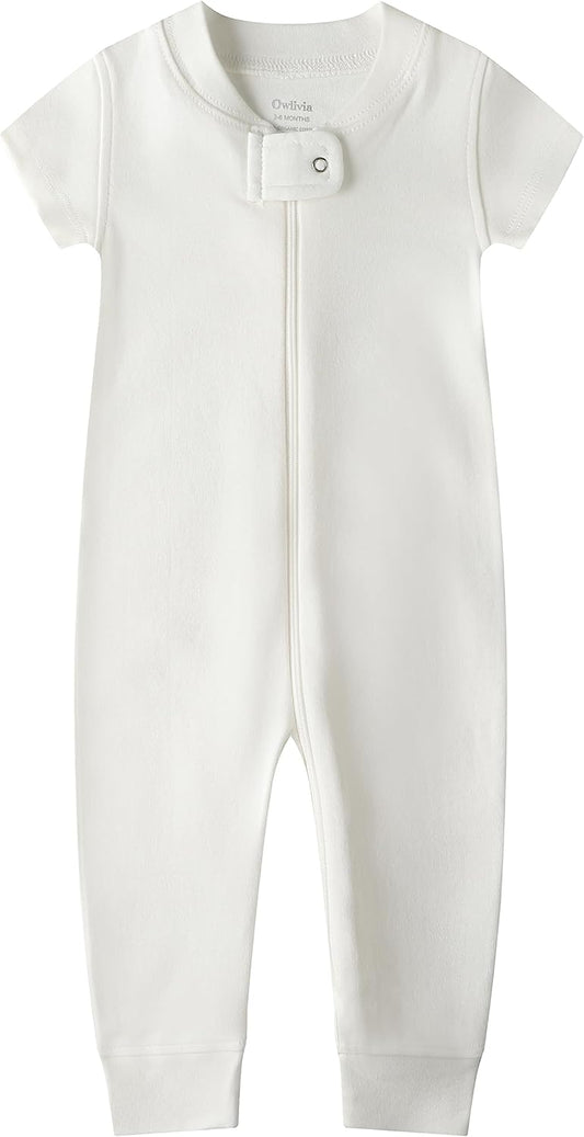 Owlivia Baby Boy Romper, Unisex Short-sleeve Summer Outfit, 100% Organic Cotton Girl One-Piece Jumpsuit
