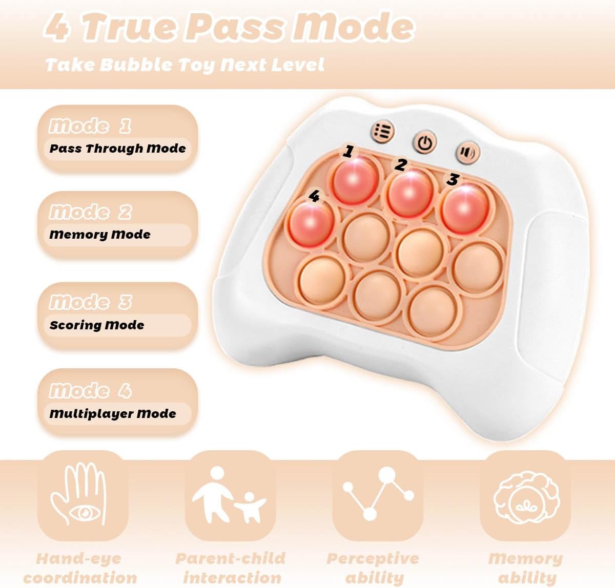 Children Quickly Push Toy Games, Adults Quickly Push Handheld Game Toys, Bubble Pressure pop-up Light Games, Birthday, Boys and Girls Autism Relief, Multiplayer PK