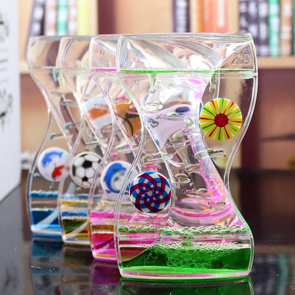 Liquid Motion Bubbler Timer 2 Pack Bubble Timers Hourglass Liquid Bubbler Oil and Water Sensory Toys ADHD Fidget Toy Anxiety Autism Toys Calm Relaxing Desk Toys