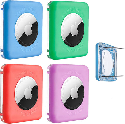 Elevation Lab TagVault™ AirTag Dual Safety Pin (4 Pack) - The Most Secure AirTag Holder for Kids | Low-Profile, Doesn't Dangle (Blue, Red, Green, Purple)
