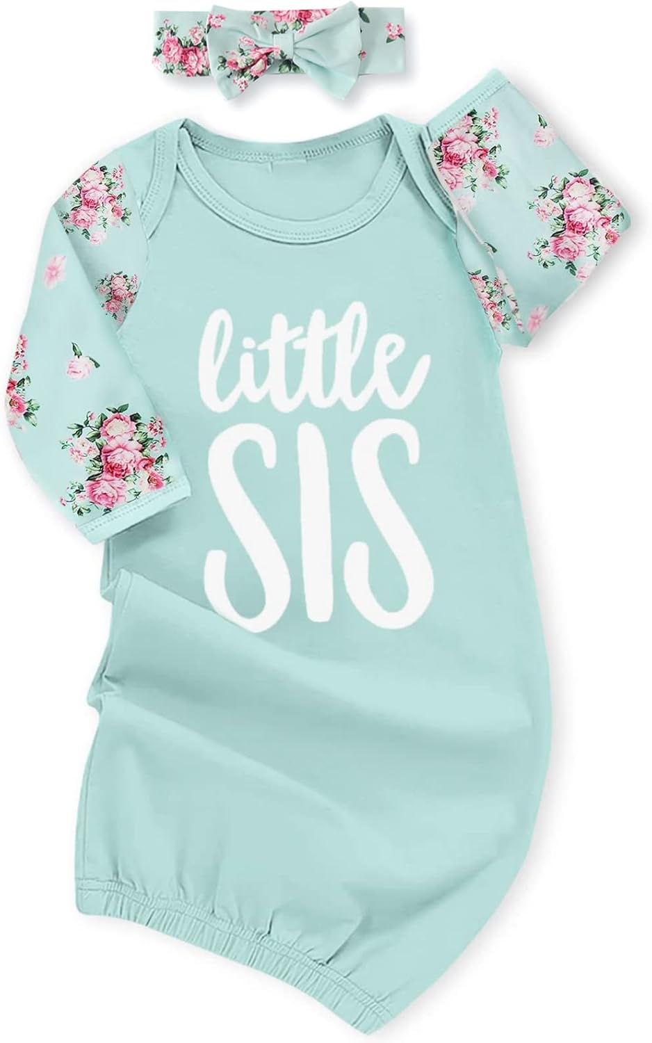 AMAWMW Newborn Baby Girl Little Sister Sleeper Gown Stripe Long Sleeve Nightgown Pajamas Gifts Stuff Essential Outfit