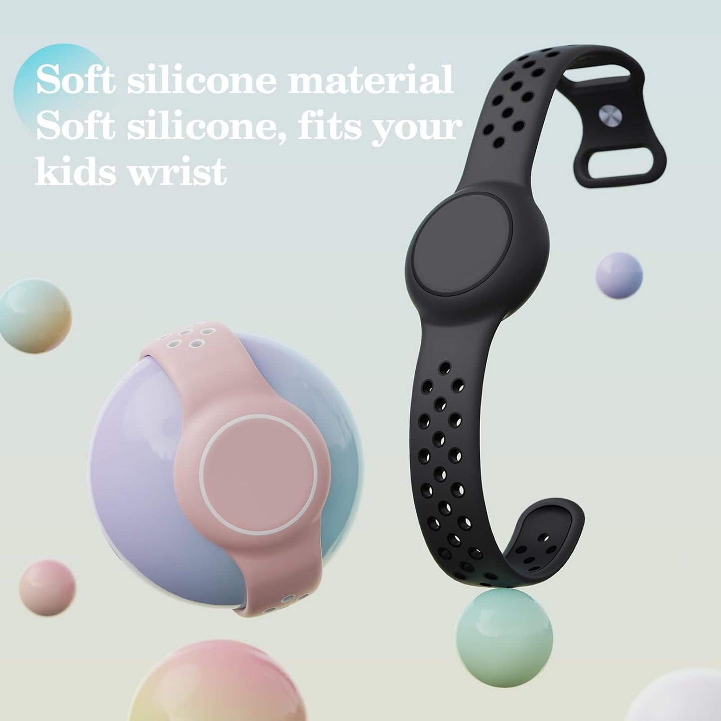 Waterproof Bracelets Compatible with AirTag for Kids, 2 Packs Silicone Holder with Hidden Cover Design Wristband Compatible with AirTag for Child, Breathable GPS Tracker Holder for Kids DGBP