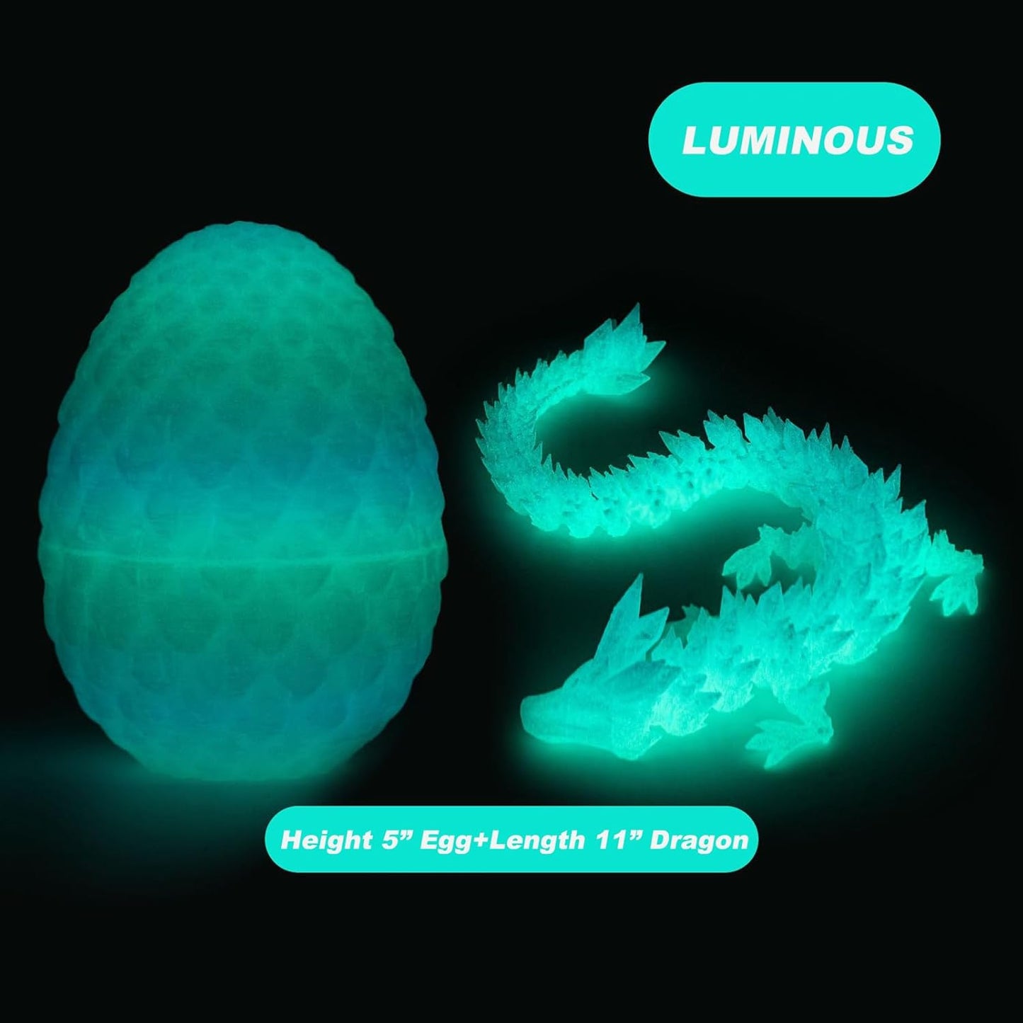 3D Printed Dragon in Egg, Full Articulated Dragon Crystal Dragon with Dragon Egg, Home Office Decor Executive Desk Toys, Adults Fidget Toys for Autism/ADHD (5-Pack/Set, 12")