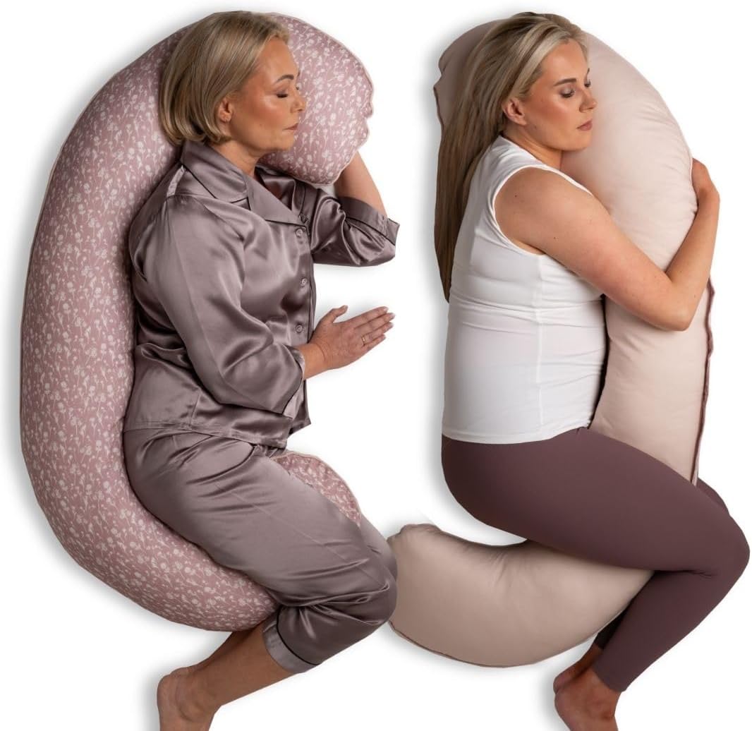 BellaMoon C Shaped Pregnancy Pillow for Sleeping (55 Inch) Maternity Body Pillow with Cooling Cover Soft Support for Women, Back, Legs, Belly C Pillow for Side Sleeping & Full Body Pillows for Adults
