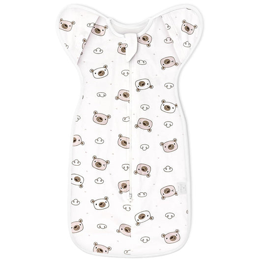 Baby Swaddle 3-6 Month - Arms Up Swaddles, Baby Transitional Swaddle Sleep Sack for Newborn, Cuff Removable Design, Cute Little Bear Breathable Cotton Newborn Transition Sacks