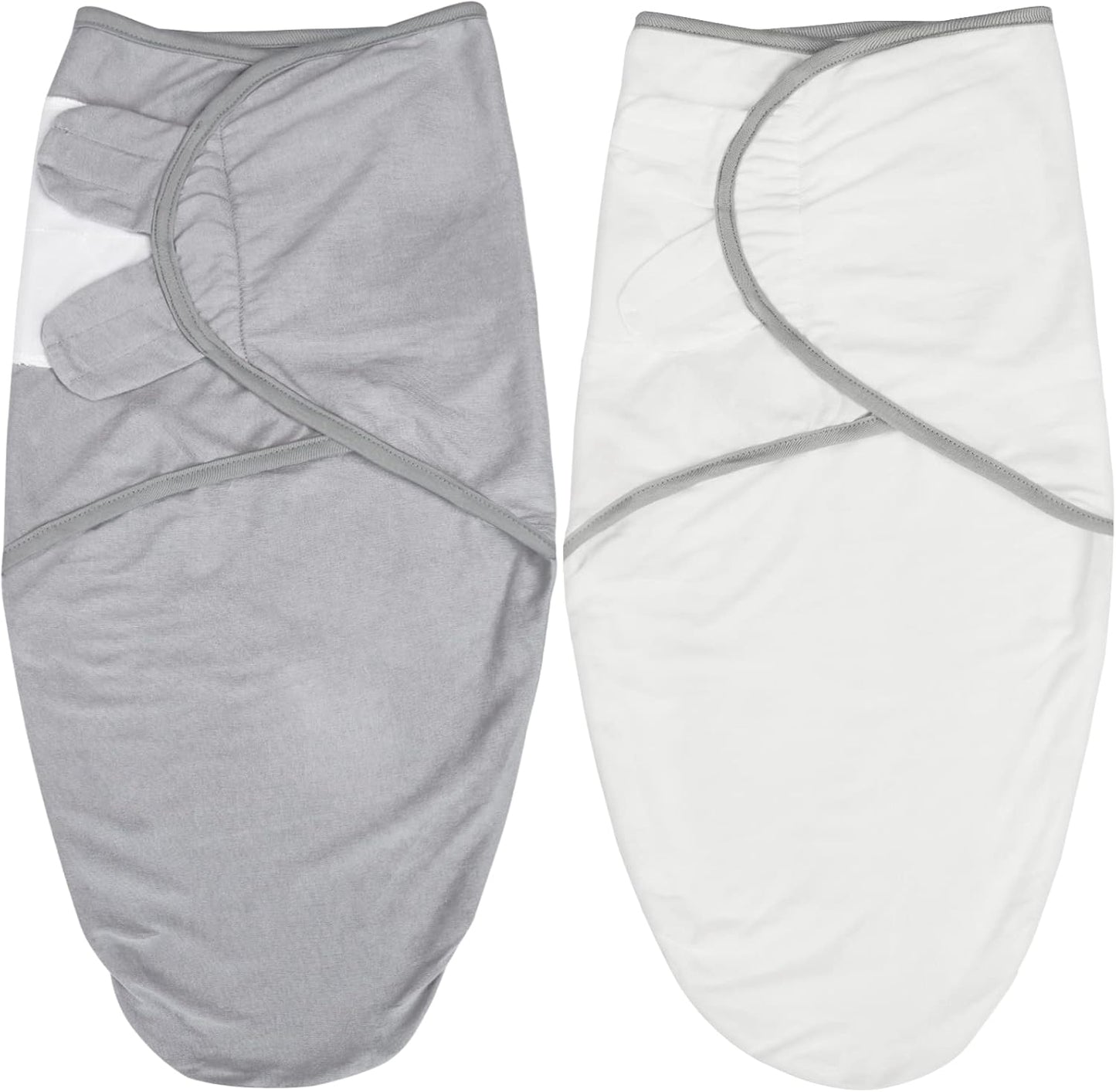 Biloban Baby Swaddles 0-3 Months for Girls, Cotton Swaddle Blanket, Newborn Essentials, Grey & White, 2 Pack