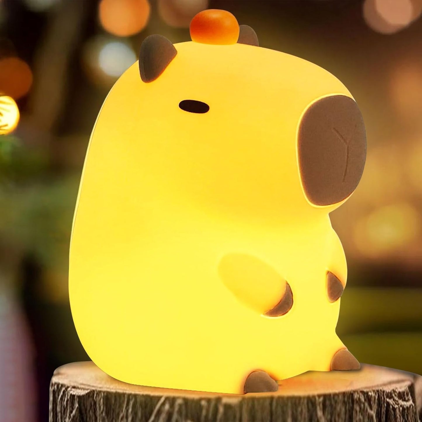 Capybara Night Light,Cute Tangerine LED Squishy Novelty Animal Night Lamp,Dimmable Soft Silicone Nursery Nightlight for Kids, Rechargeable Bedroom Touch Lamp, Dorm Decor, Baby Boys Girls Gift