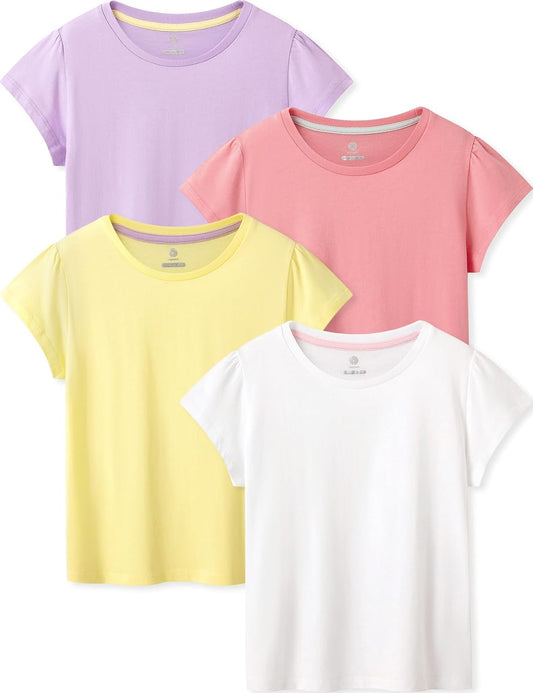 LAPASA Kids T-Shirts Short Sleeve (4 Pack) 100% Cotton Plain Top Tees Boy & Girl Unisex Toddler Children Tie Dye Summer K01