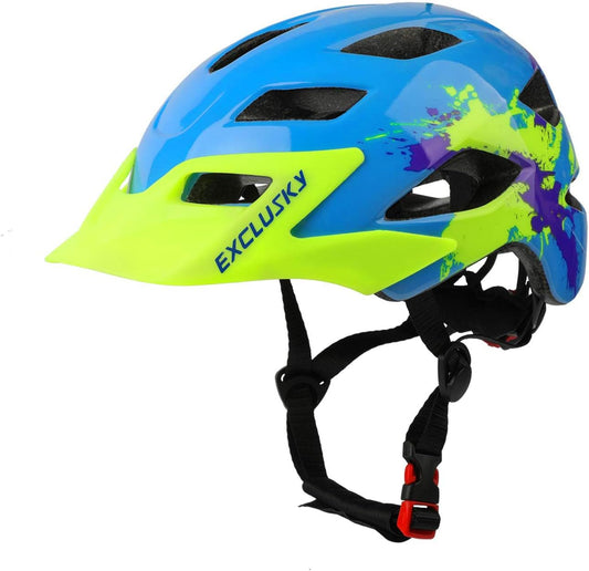 Kids Helmet, Exclusky Kids Bike Helmet Adjustable Safety Lightweight Children Bicycle Helmet for Kids Skating Cycling Scooter Boys and Girls Bicycle Helmets Ages 5-8-14