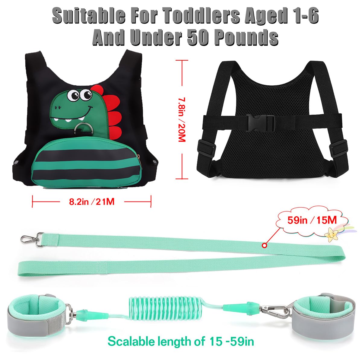 Toddler Leash for Kids-Baby Child Harness with Anti Lost Wrist Link for Boys/Girls