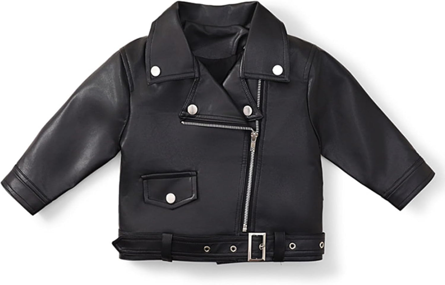 Baby Girl Autumn PU Faux Leather Jacket Kid Boy Motorcycle Oblique Zipper Coat