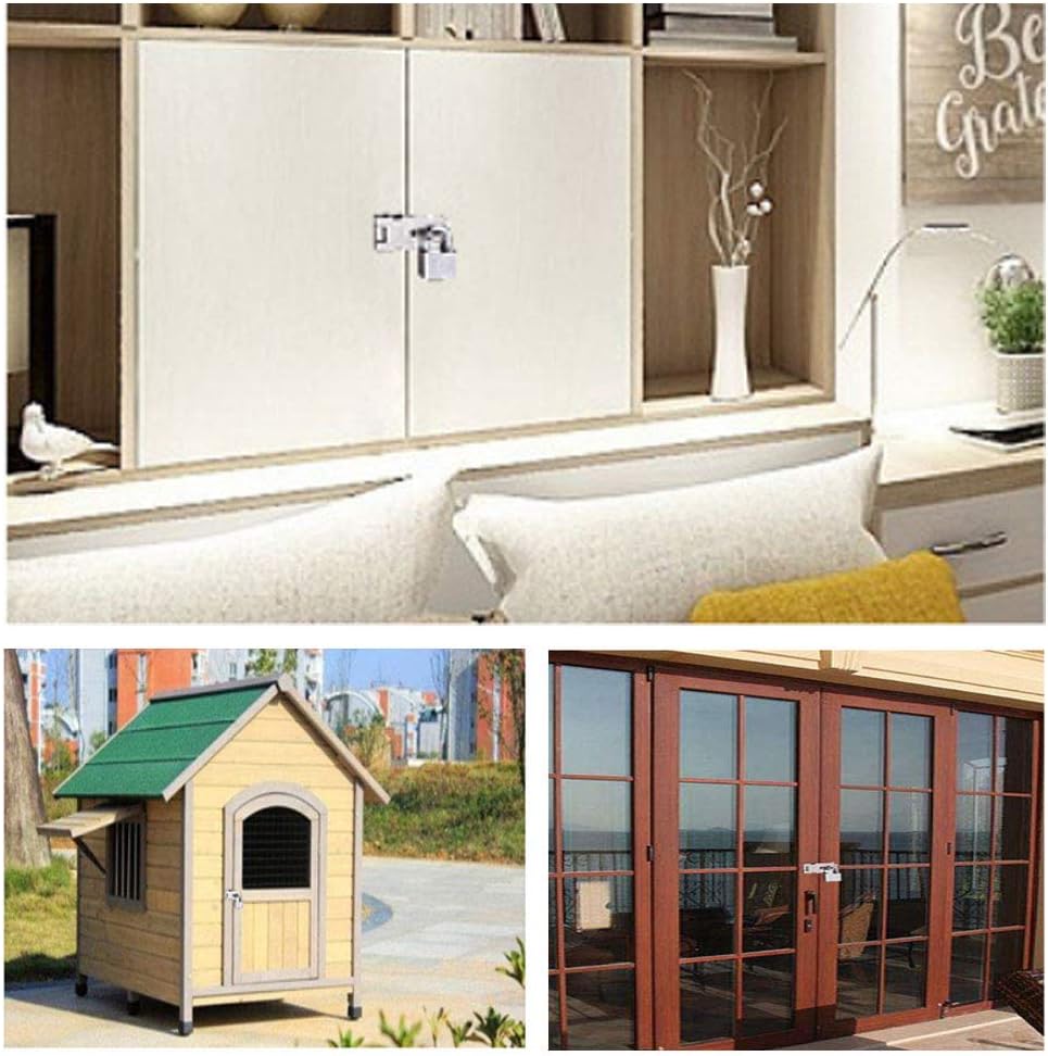 Door Hasp Padlock Latch, 4 Inch Stainless Steel Safety Clasp Hasp Lock Latch, Extra Thick Door Gate Lock Hasp with Screws, Brushed Finish 2 Pack