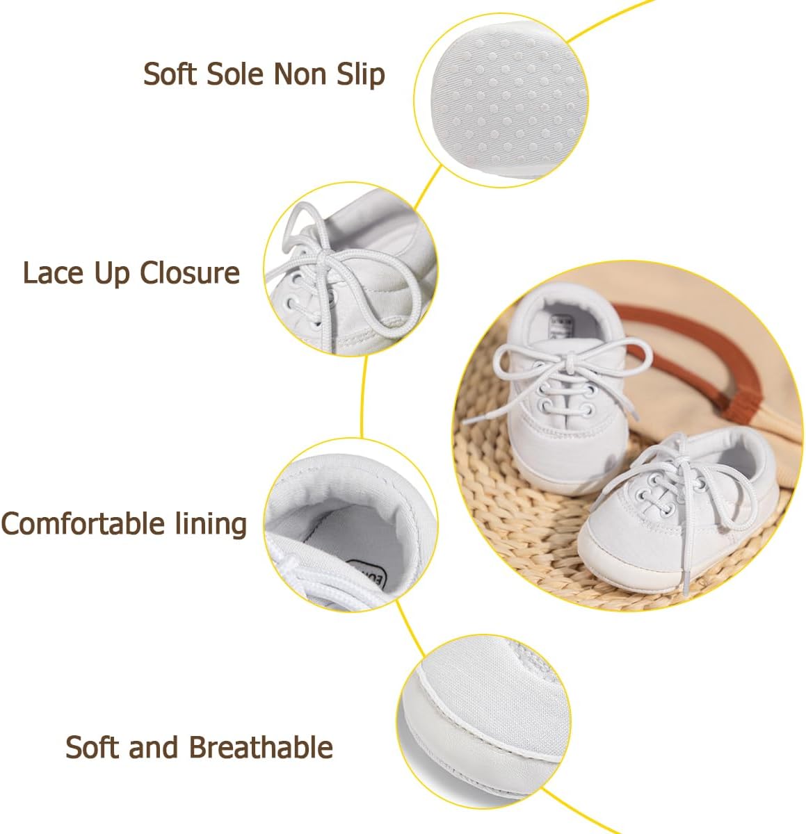 Morbido Infant Baby Boys Girls Canvas Sneaker Toddler Slip On Anti Skid Newborn First Walkers Candy Shoes for 0-18 Months