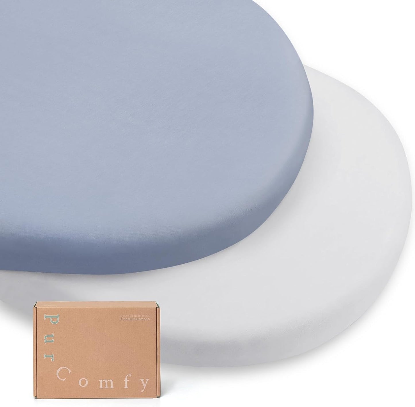 Supersoft Fitted Bassinet Sheets, Premium Bamboo Viscose Cradle Sheets, Streachy Hypoallergenic Breathable Moses Basket Oval Rectangle Pad/Mattress Universal Fit for Halo, Dream on Me, 2-Pack