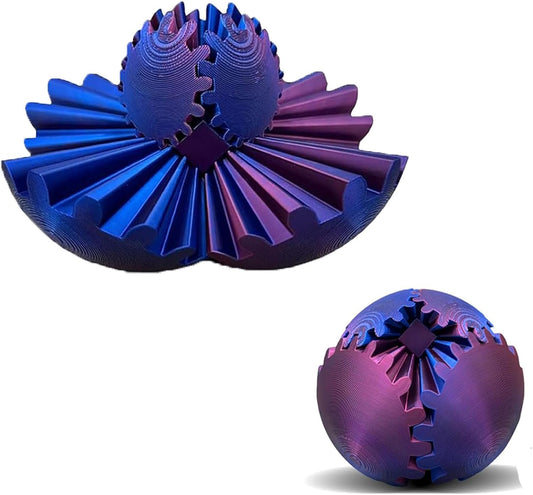 2024 New Gear Ball- 3D Printed Gear Ball Spin Ball or Cube Fidget Toy Desk Toy - Ideal for Sensory Needs and Autism Activity Gear Ball for Adults & Kids (Purple)