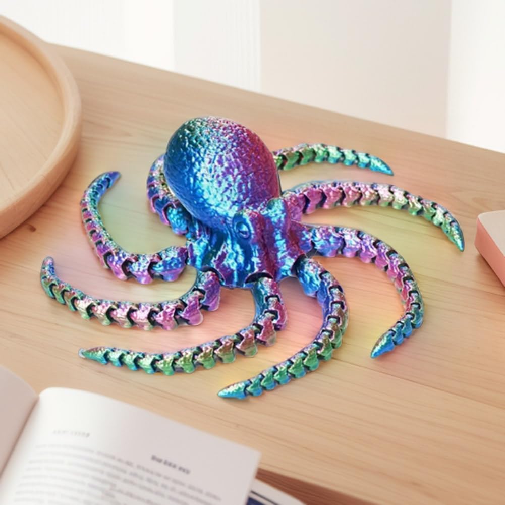 3D Printed Octopus Animals Toy Articulated Octopus Fidget Toy 3D Printed Gift Creative Ornament Articulated Octopus Toys Home Decor (coloful)