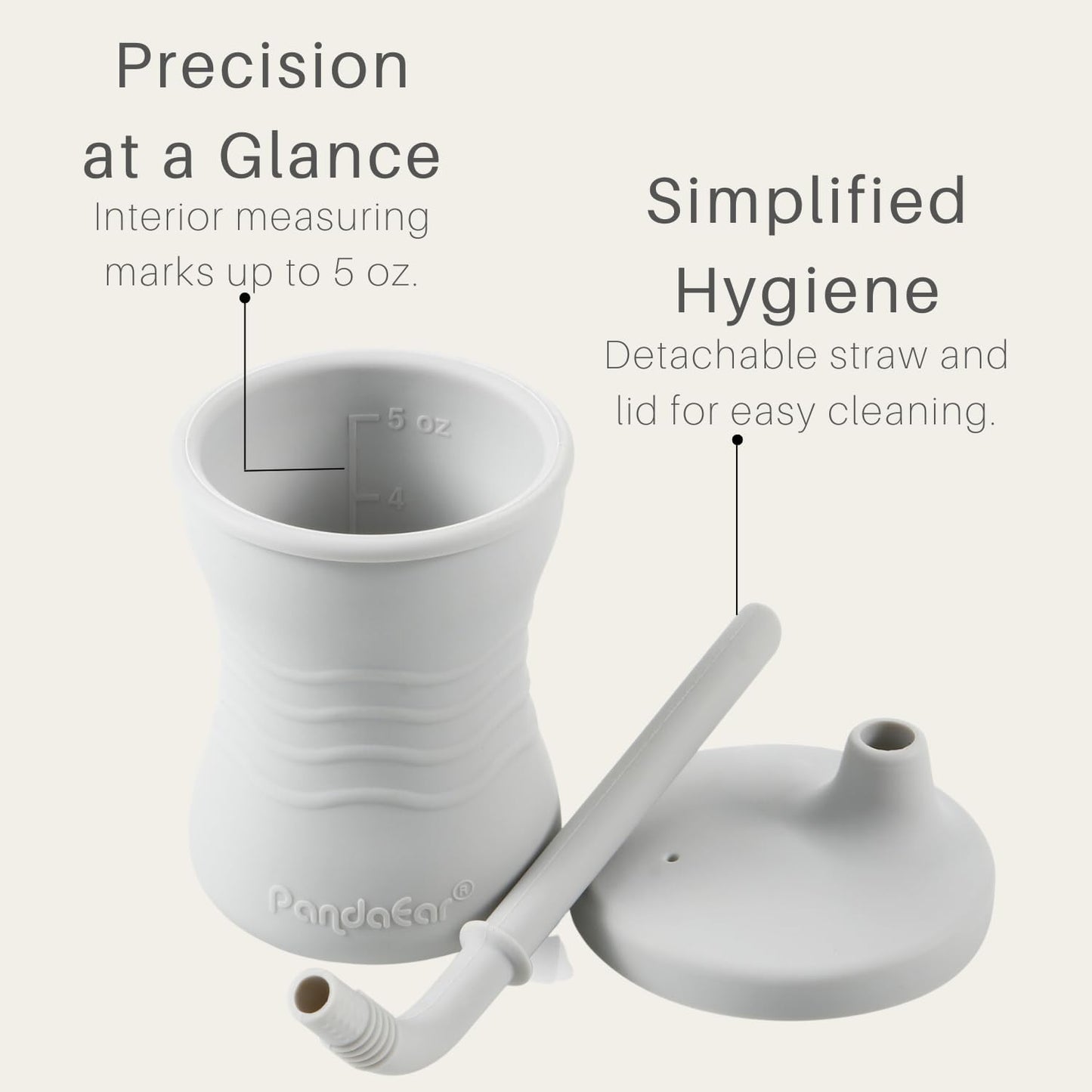 PandaEar Silicone Training Cup, 3 Pack Baby Drinking Sippy Cups with Straw for Baby and Toddler 6 Months+ (Brown/Pink/Gray)