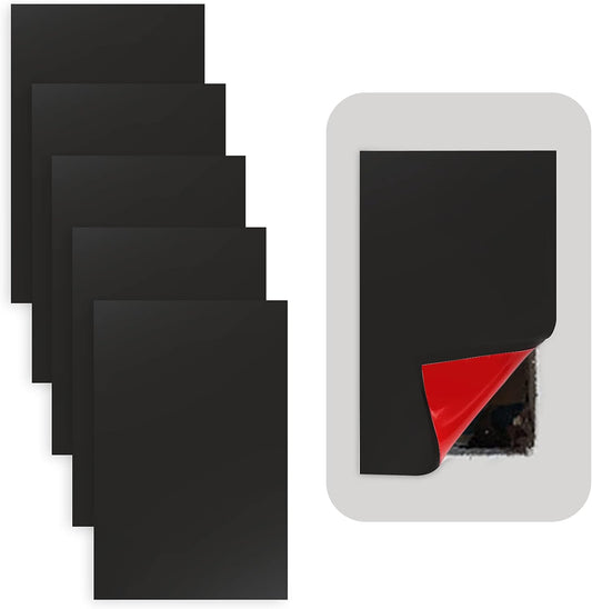 Rubber Bond Self-Adhesive Rubber Wall Outlet Cover Plate 5 Pack - Easy to Apply Peel & Stick Drywall Hole Patch - 5x3 Inch Screwless Blank Wall Plate Cover - Premium Rubber Wall Hole Cover (Black)