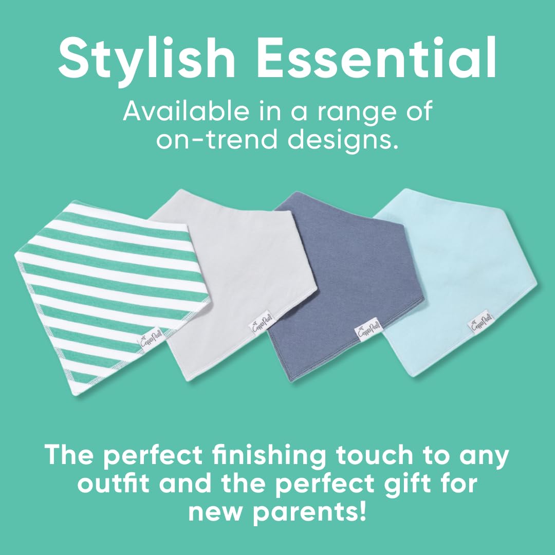 Copper Pearl 4 Pack Soft Cotton Baby Bibs for Drooling and Teething, Absorbent Drool Bibs for Baby Girl and Boy, Adjustable to Fit Newborns to Toddlers, Tons of Styles (Oxford)