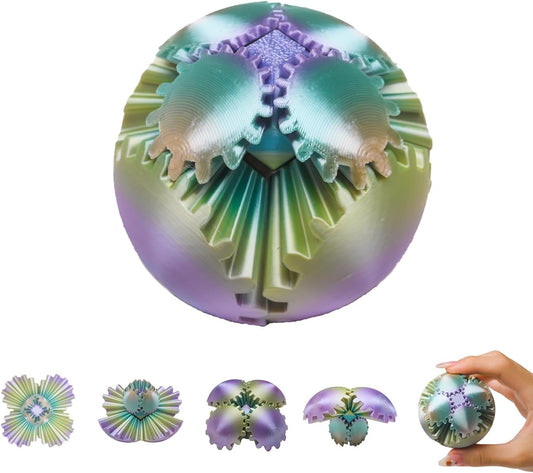MerryXD Gear Ball Fidget Toy,GearSphere Desk 3D Printed Perfect for Stress and Anxiety Relaxing Fidget Toy Gear Fidget Sphere Activity Gear Ball for Adults F