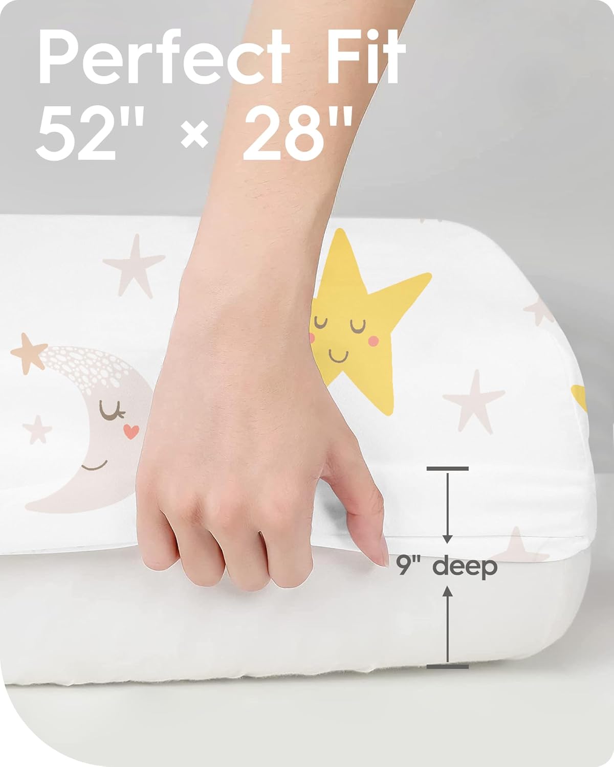 Space Crib Fitted Sheet, Super Stretchy Jersey Star Crib Sheets, Buttery Soft Boy Crib Mattress Sheets, Ultra Breathable Baby Bed Sheets 28x52x9 Extra Deep Pocket, 2 Pack