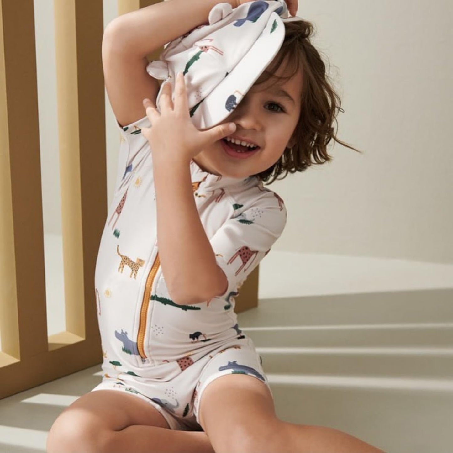 Boys One Piece Swimsuit Whale Dolphin Bathing Suit Zipper Rash Guard Kid Short Sleeve Swimwear Shark Beach Wear UPF50+