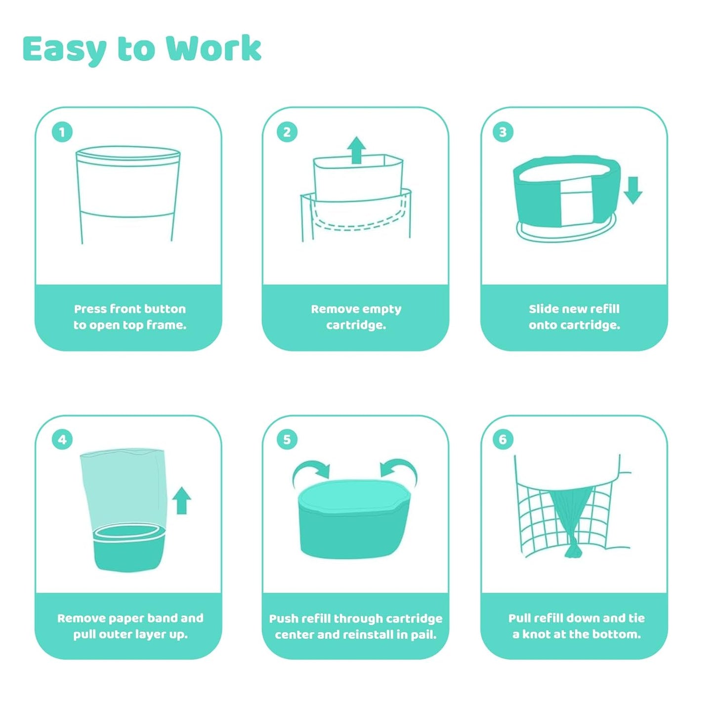 [4 Pack] Newnice Diaper Pail Refill Bags for Dekor Plus Diaper Pail, 30% Extral Thicker Diaper Genie Refills, Continuous Liners for Baby & Adult Diapers, Nursery Trash Solution