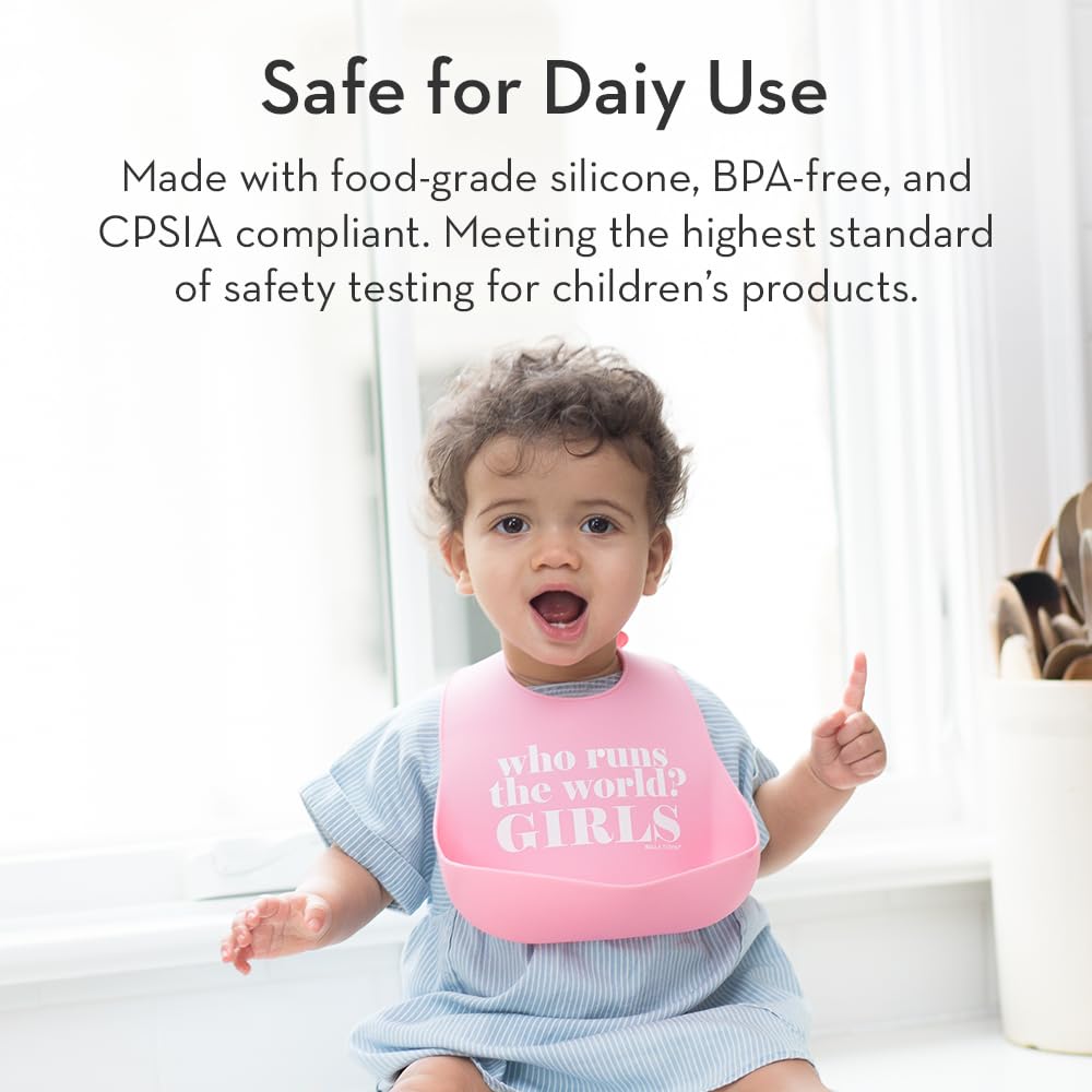 Baby Bib for Eating by Bella Tunno, Waterproof Silicone Bib with Large Food Catcher, Adjustable Fit for Babies 4-12 months & Toddlers 1-3 Years, Boys & Girls, Stud Muffin