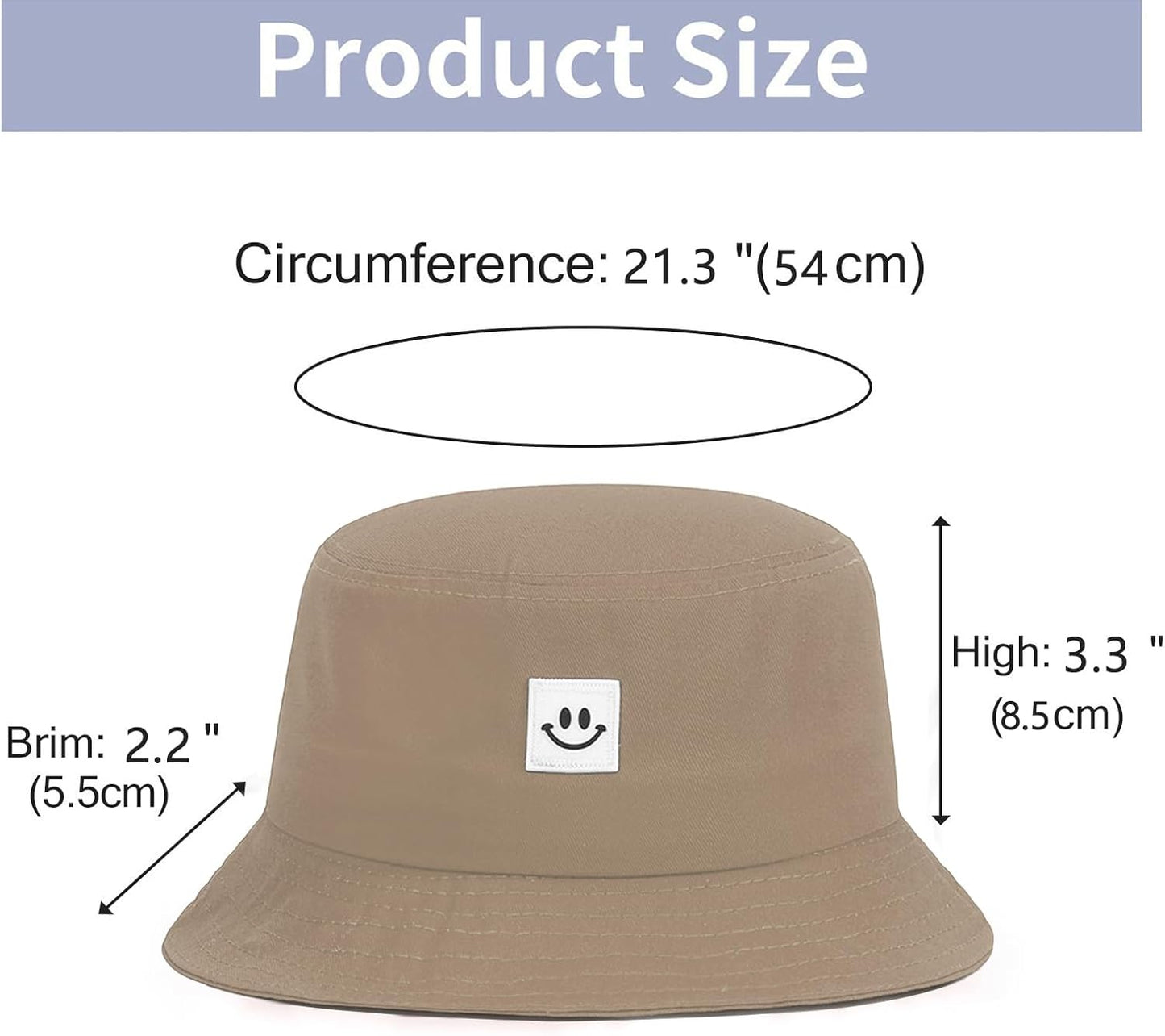 Kids Sun Hat Smile Face Bucket Hat for Girls Boys Summer Sun Protection Cotton Unisex Beach Cap